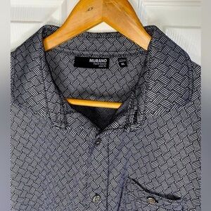 MURANO Liquid Luxury Slim Fit Button Down Shirt with Geometric Date Night